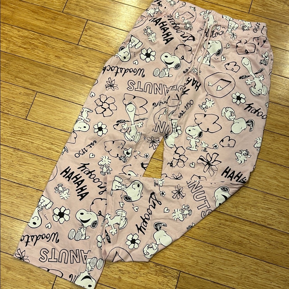 Peanuts Pink Snoopy Lounge Pajama Pants Large NWOT
